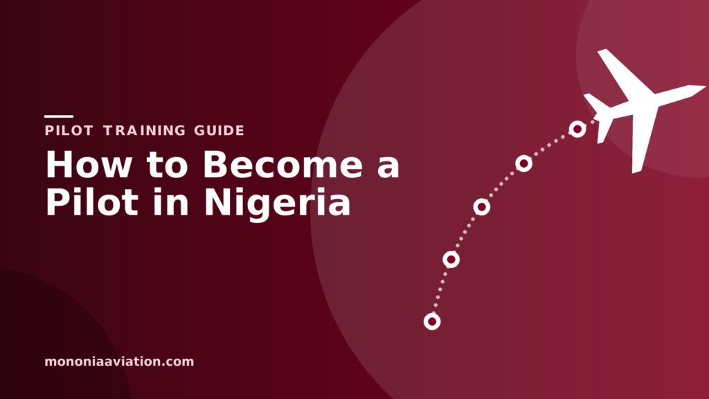 How to become a pilot in Nigeria: illustrated flight path with waypoints leading to a jet