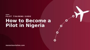 How to become a pilot in Nigeria: illustrated flight path with waypoints leading to a jet